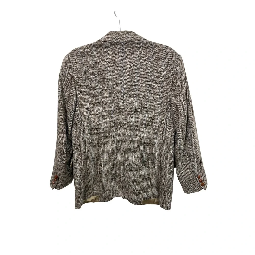 Harris Tweed Blazer Mens 40S Grey Brown Herringbone Wool Sport Coat Lazarus